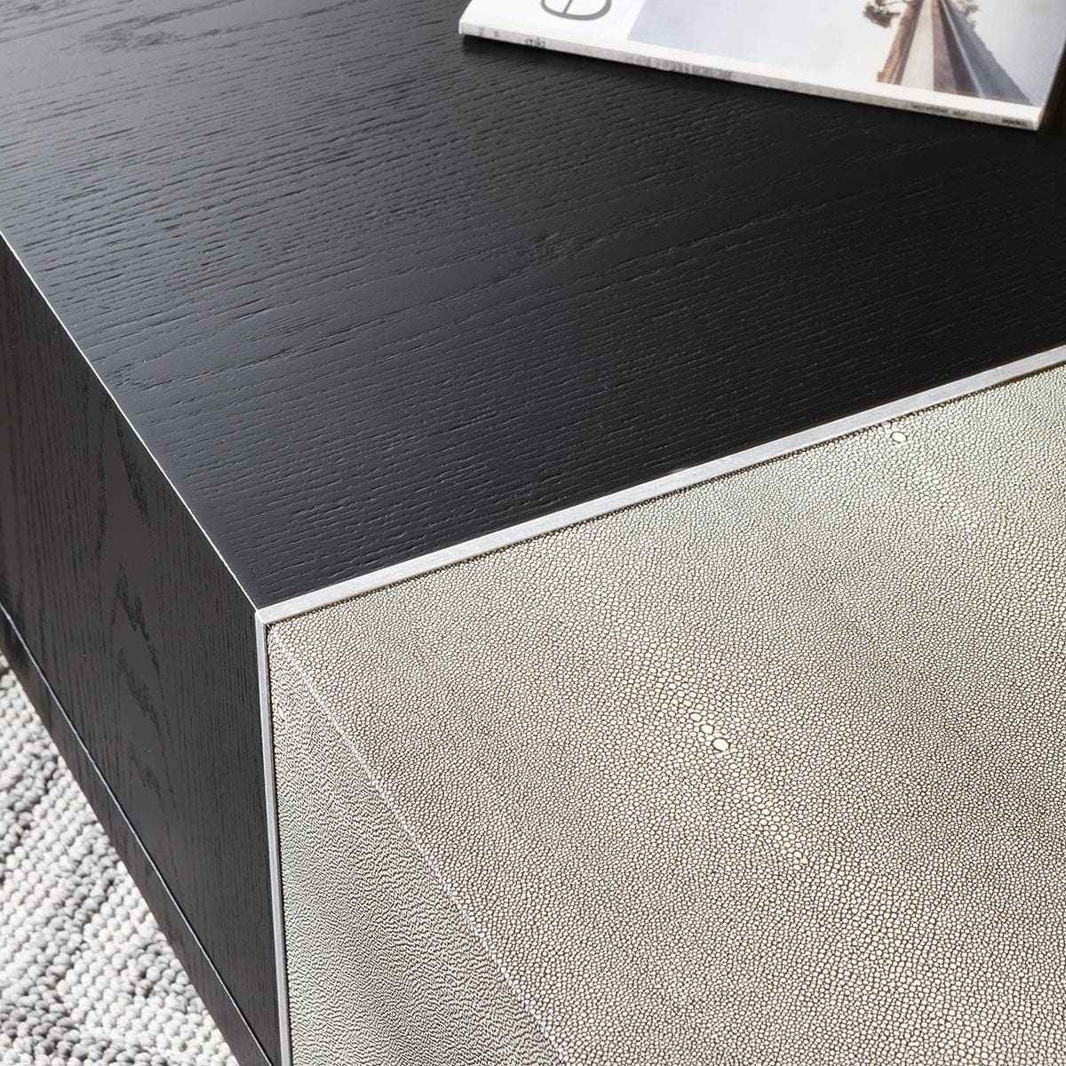 Shagreen Console Hallway Table Black Oak 140cm