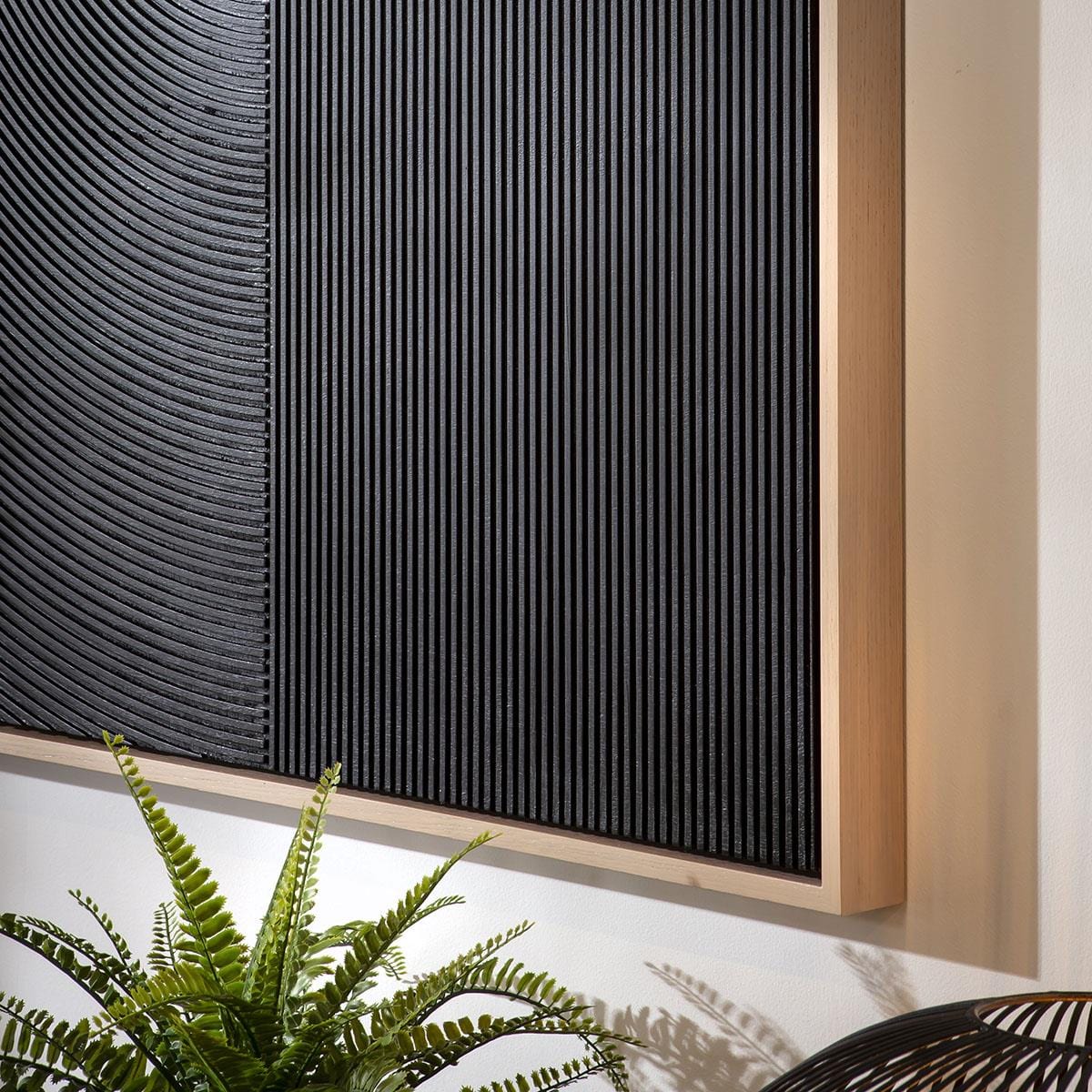 Hand-Carved Framed Wall Artwork Black 80x120cm