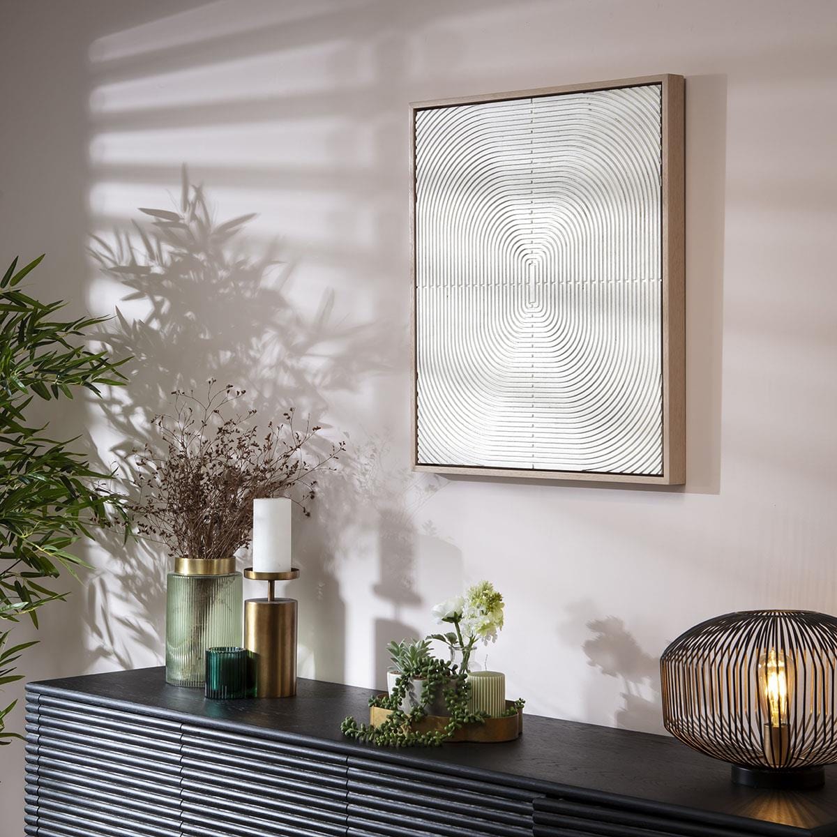 Hand-Carved Framed Wall Artwork White 60x70cm