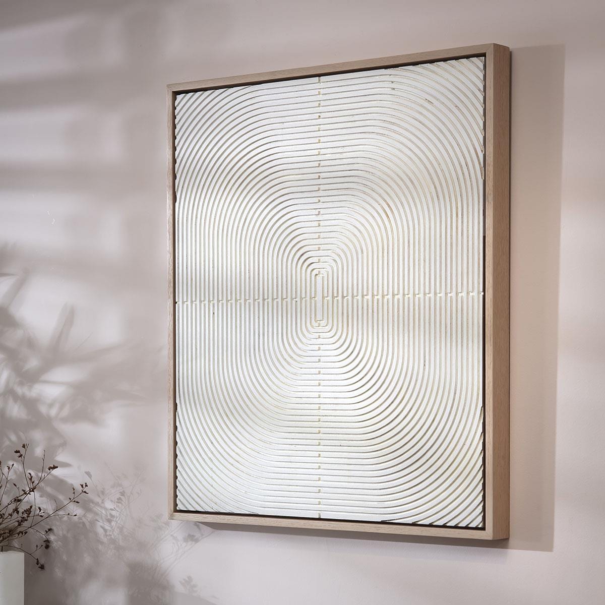 Hand-Carved Framed Wall Artwork White 60x70cm