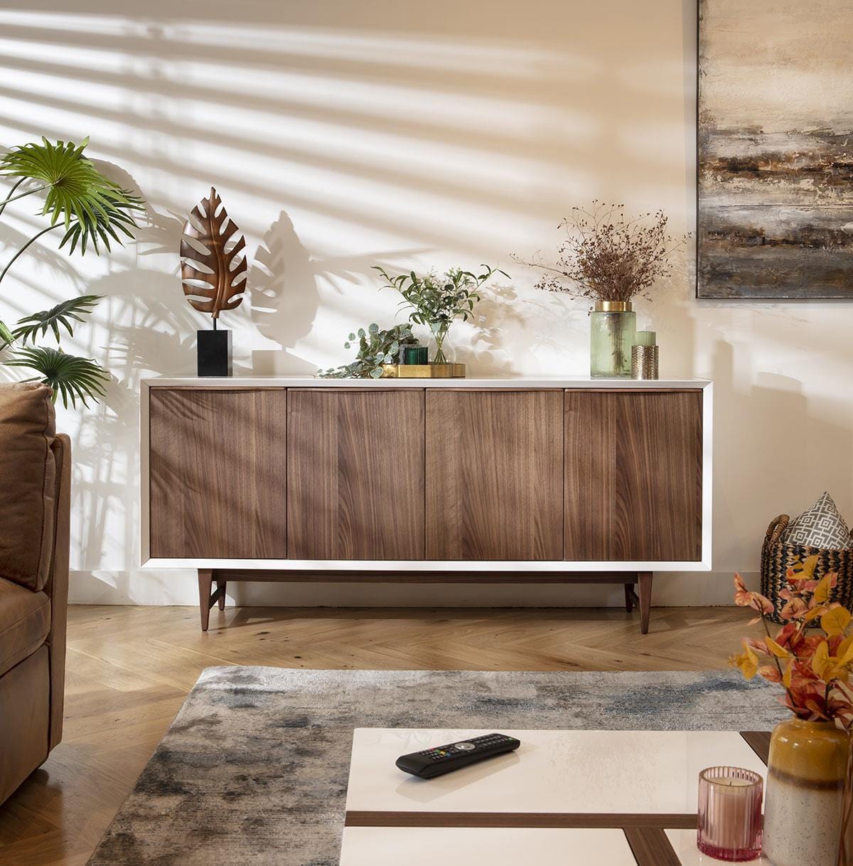 Sito Walnut & Gloss White Sideboard Buffet 180cm