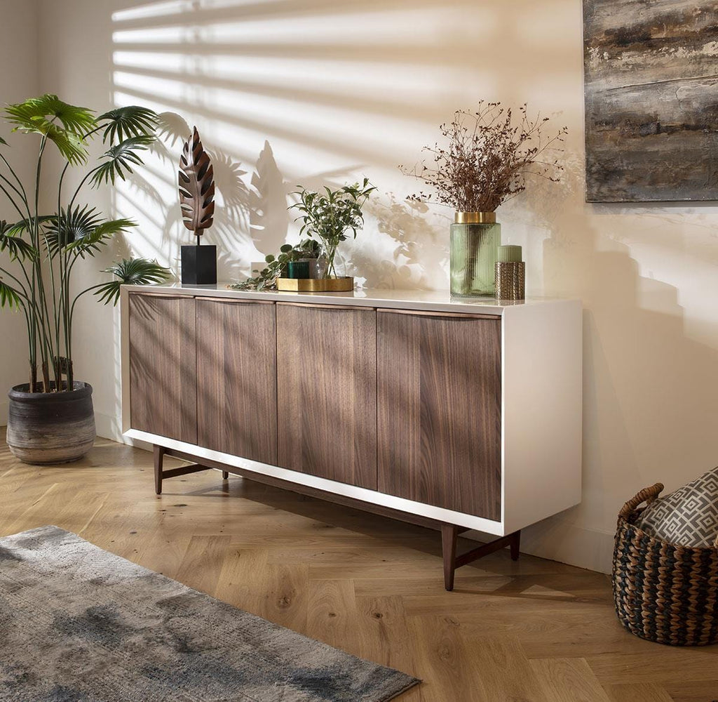 Sito Walnut & Gloss White Sideboard Buffet 180cm
