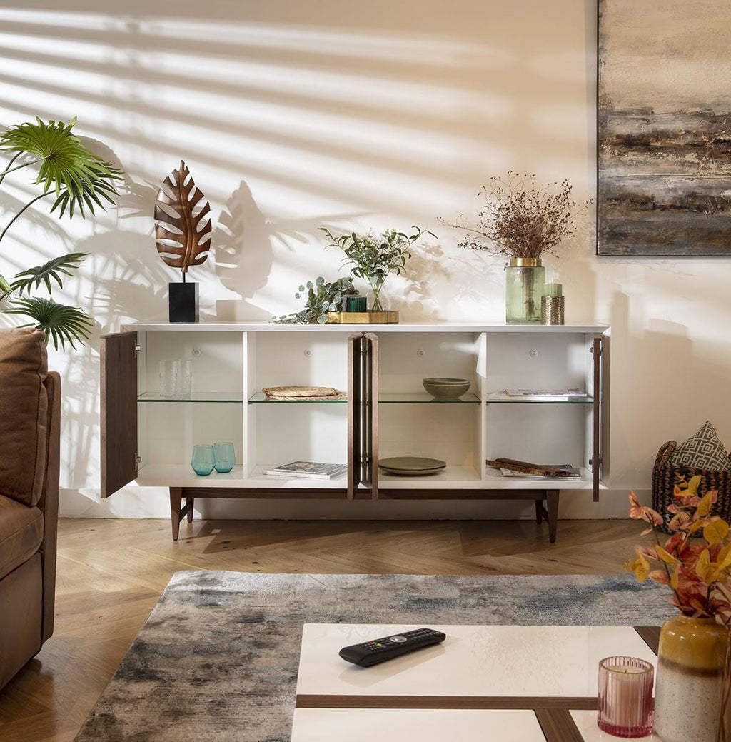 Sito Walnut & Gloss White Sideboard Buffet 180cm