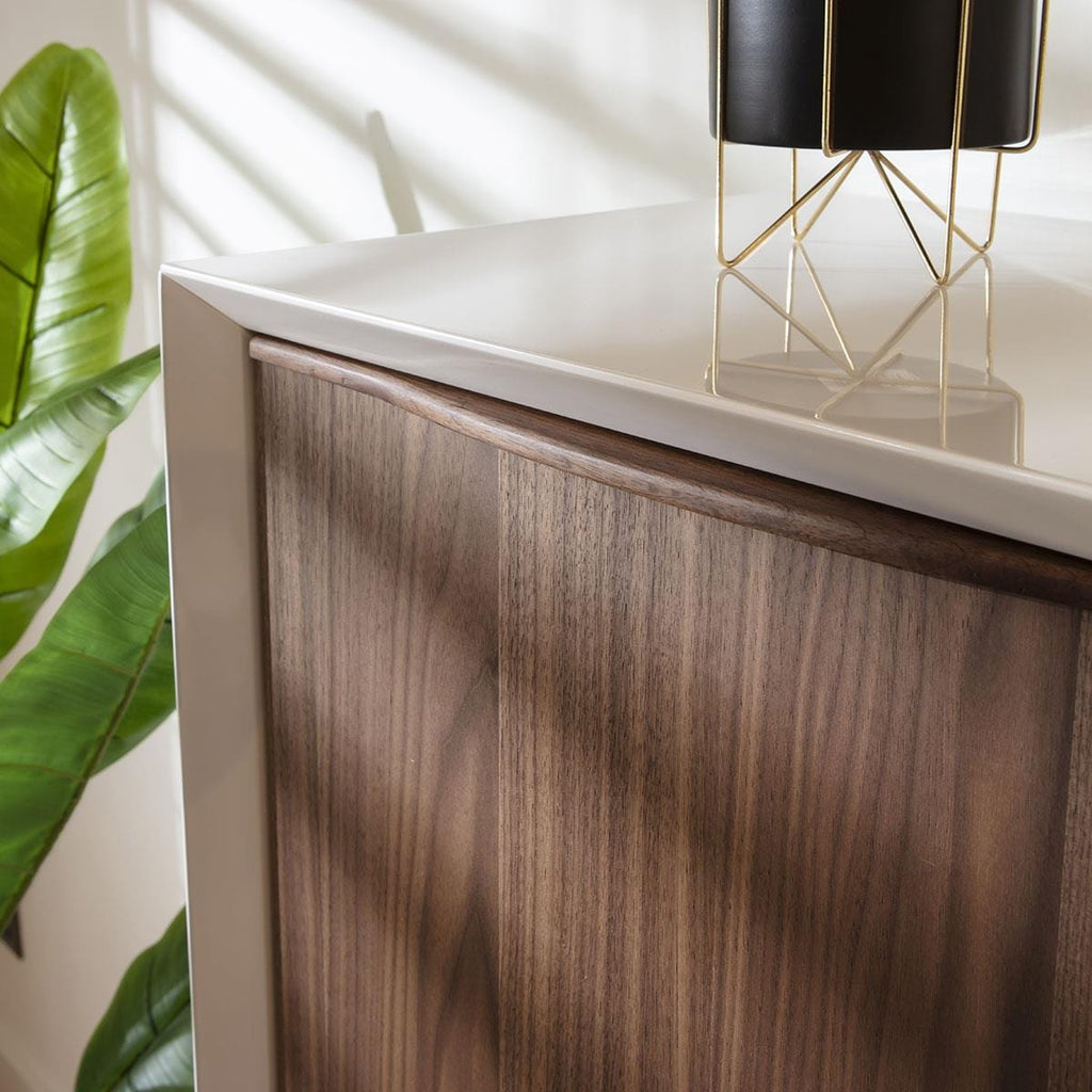 Sito Walnut & Gloss White Tall Sideboard Cabinet 100x140cm