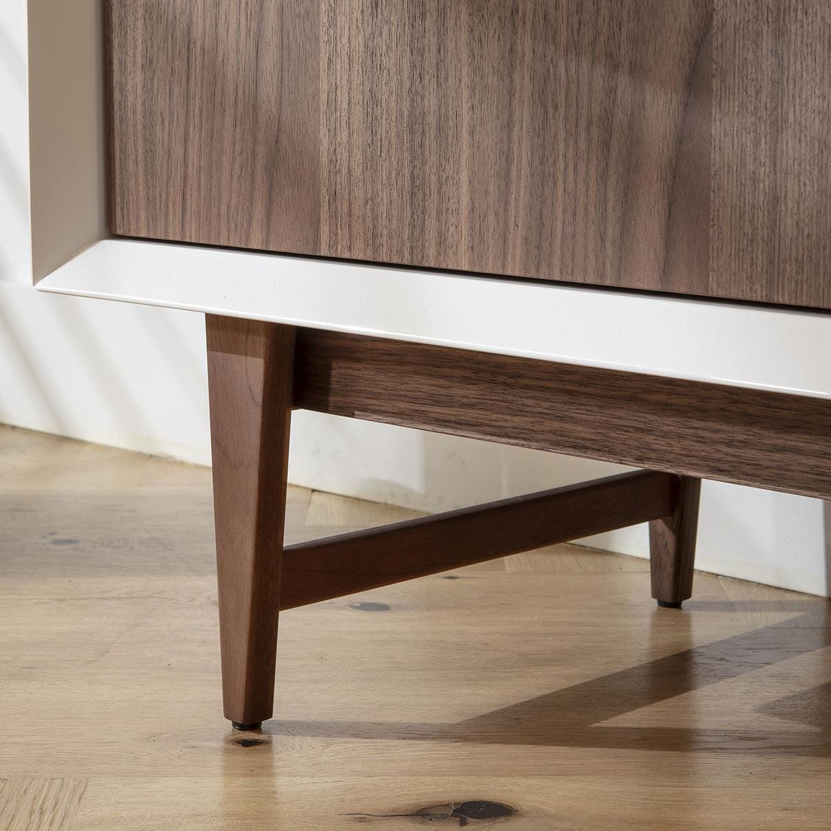 Sito Walnut & Gloss White Tall Sideboard Cabinet 100x140cm