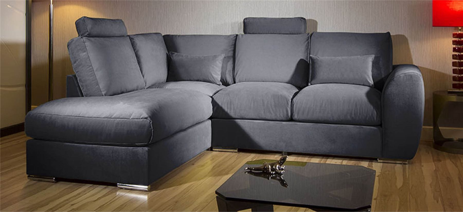 Modern L Shape Sofa Set Settee Corner Group 265x210cm Grey Fabric L