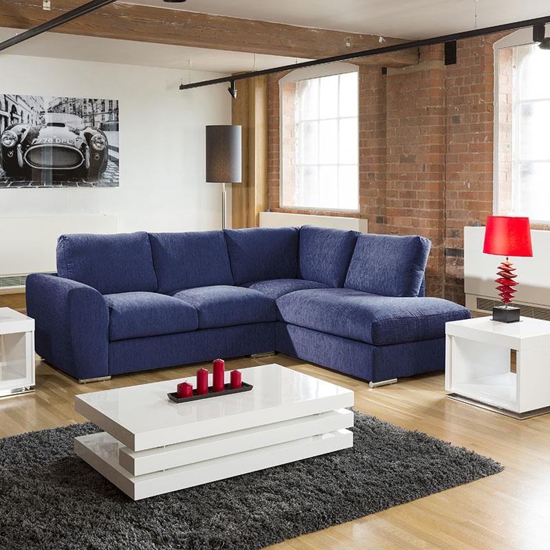 Modern L Shape Sofa Set Settee Corner Group 265x210cm Grey Fabric R