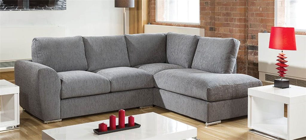 Modern L Shape Sofa Set Settee Corner Group 265x210cm Grey Fabric R