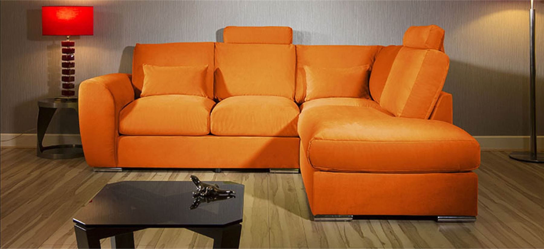 Modern L Shape Sofa Set Settee Corner Group 265x210cm Grey Fabric R