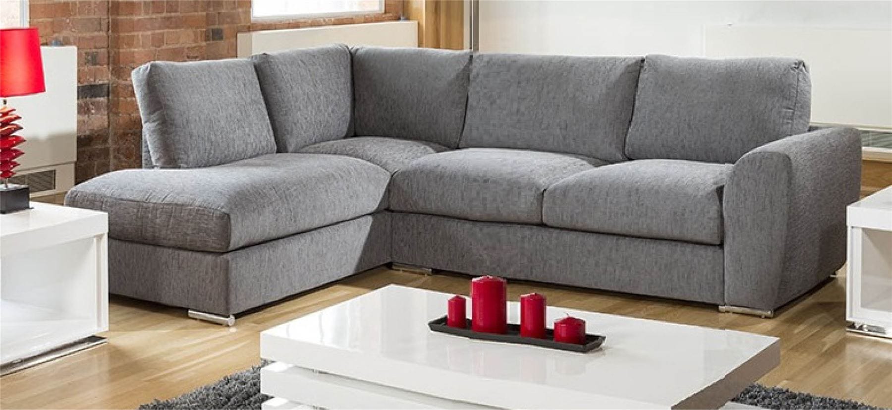 Modern L Shape Sofa Set Settee Corner Group 305x210cm Grey Fabric L