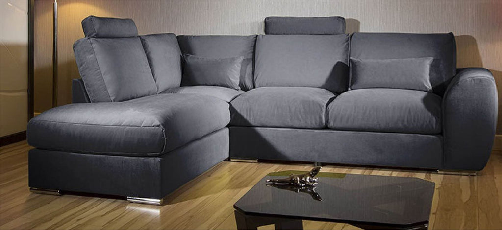 Modern L Shape Sofa Set Settee Corner Group 305x210cm Grey Fabric L