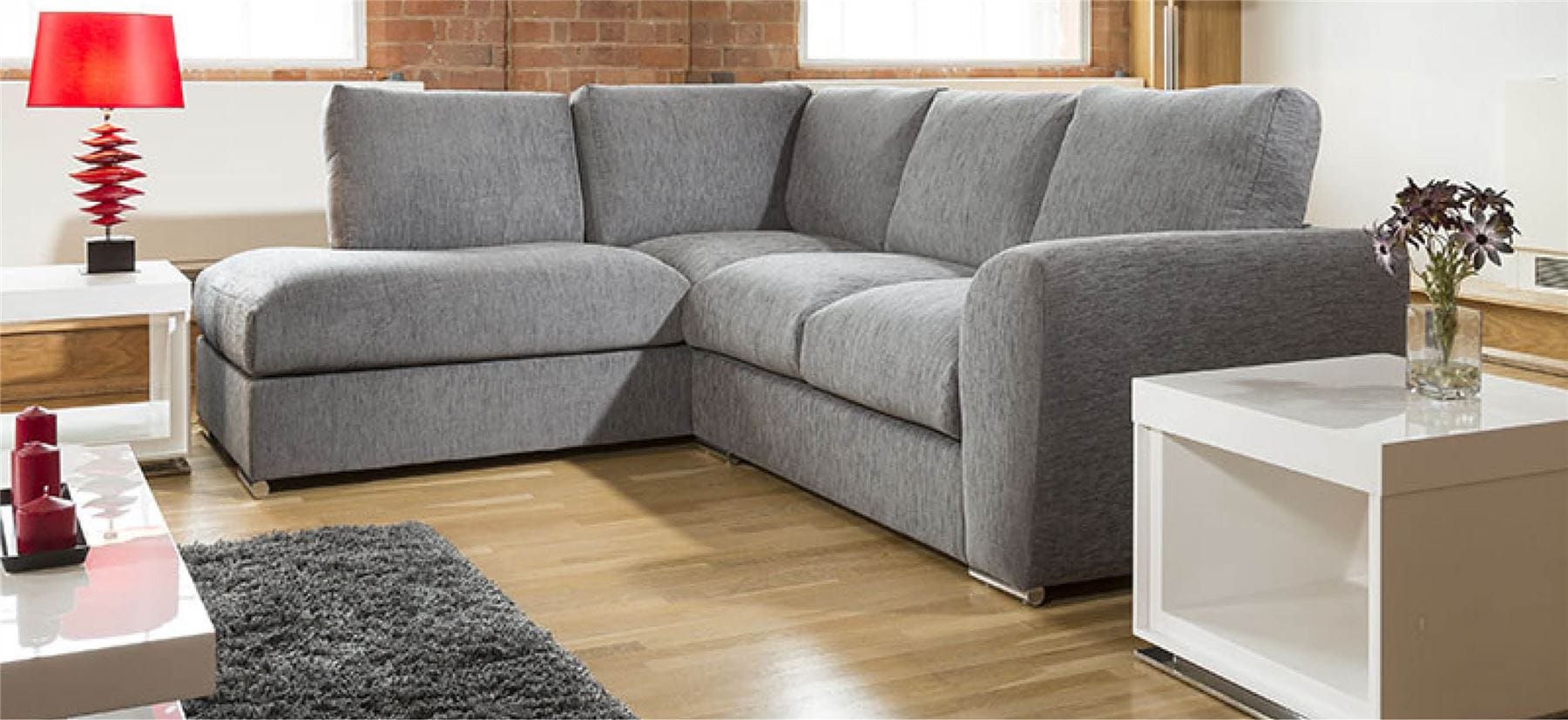 Modern L Shape Sofa Set Settee Corner Group 305x210cm Grey Fabric L
