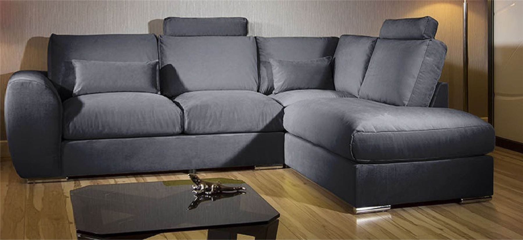Modern L Shape Sofa Set Settee Corner Group 305x210cm Grey Fabric R