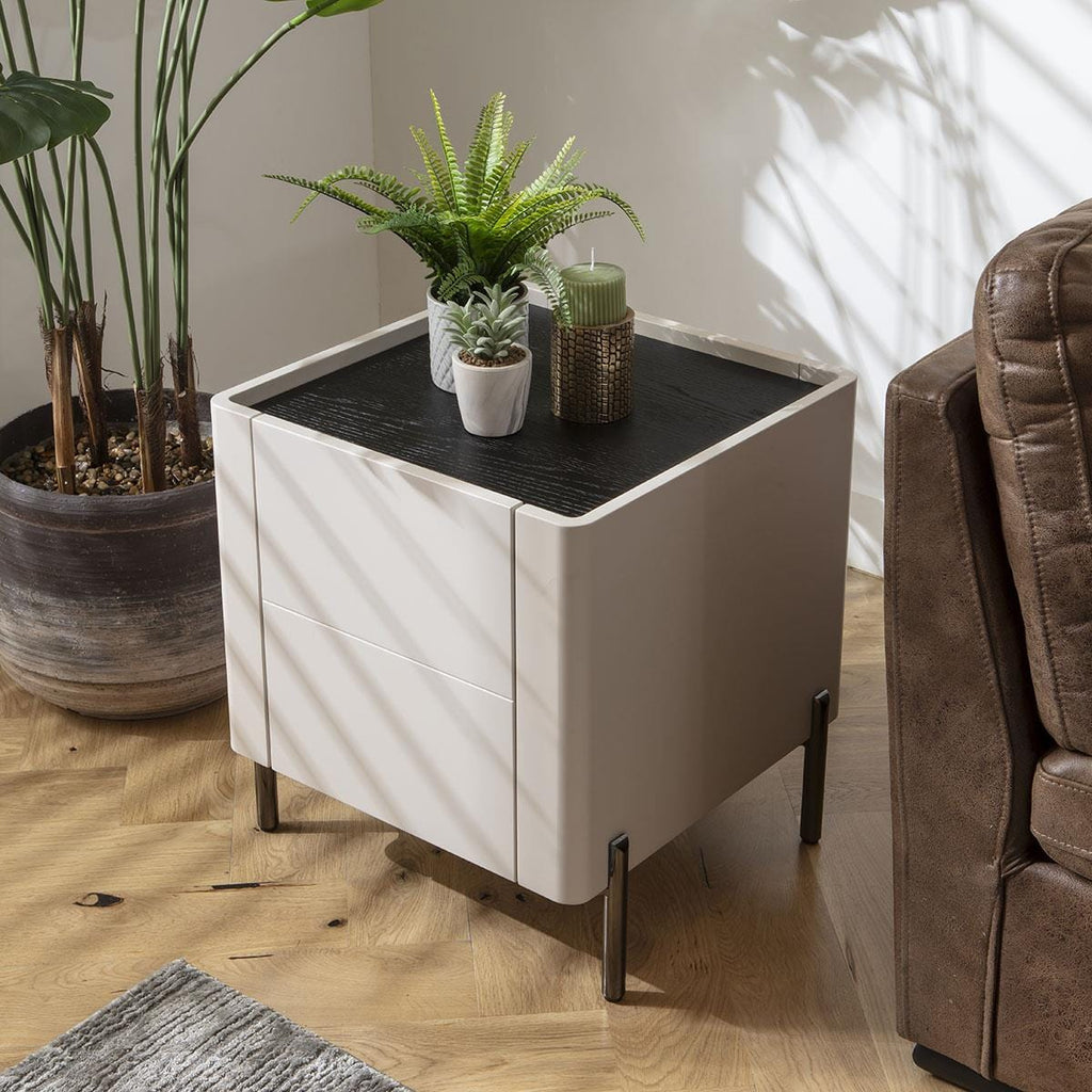 Newton Lamp Side Table Matte Chalk 50x50cm