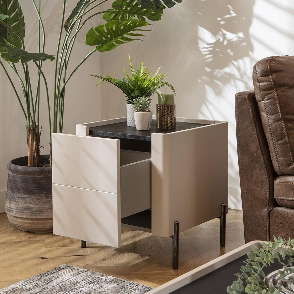 Newton Lamp Side Table Matte Chalk 50x50cm