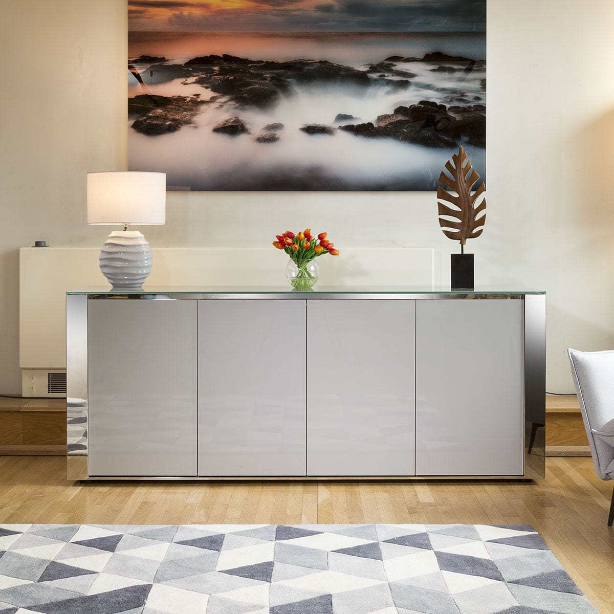 Sophie 4-Door Sideboard Cabinet 200cm Grey