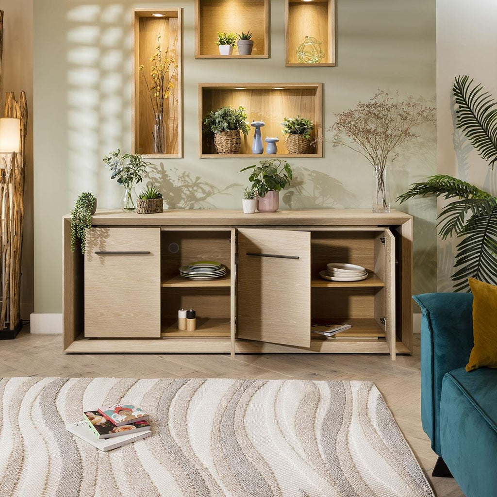 Boston 4-Door Sideboard Cabinet Natural Oak