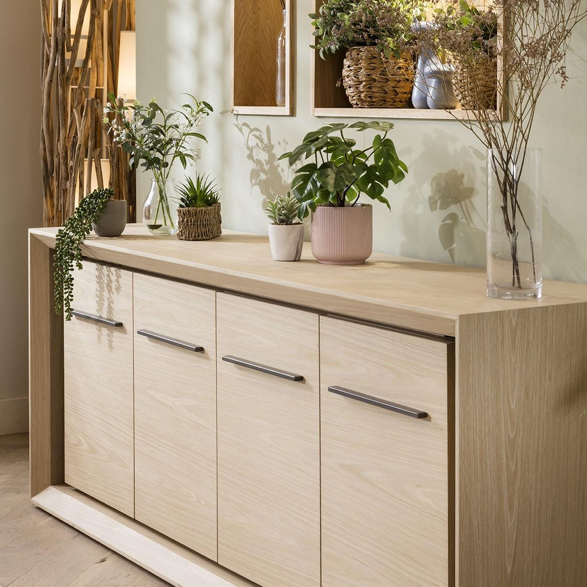 Boston 4-Door Sideboard Cabinet Natural Oak