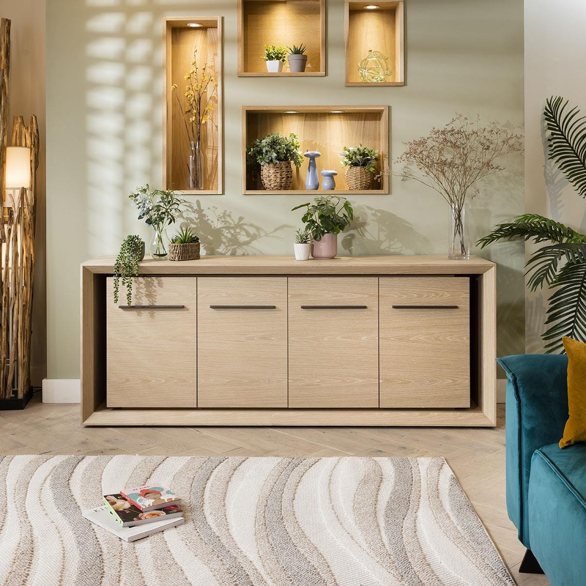 Boston 4-Door Sideboard Cabinet Natural Oak