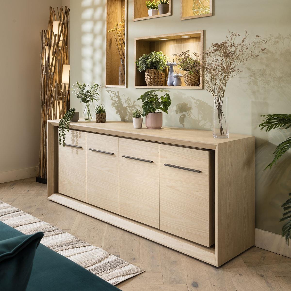 Boston 4-Door Sideboard Cabinet Natural Oak