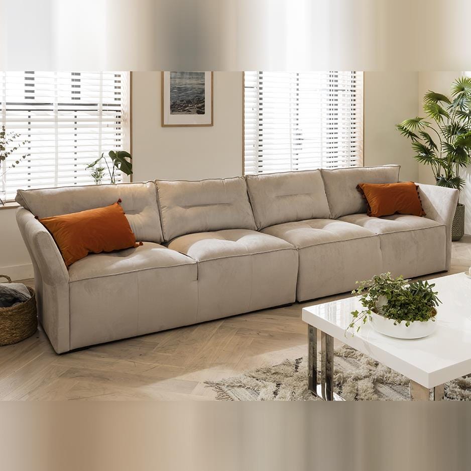 Quatropi 4 Seater Modular Sofa - Straight, Salsa 348x97cm
