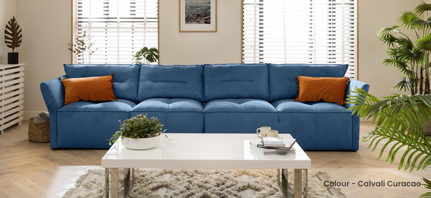 Quatropi 4 Seater Modular Sofa - Straight, Salsa 348x97cm
