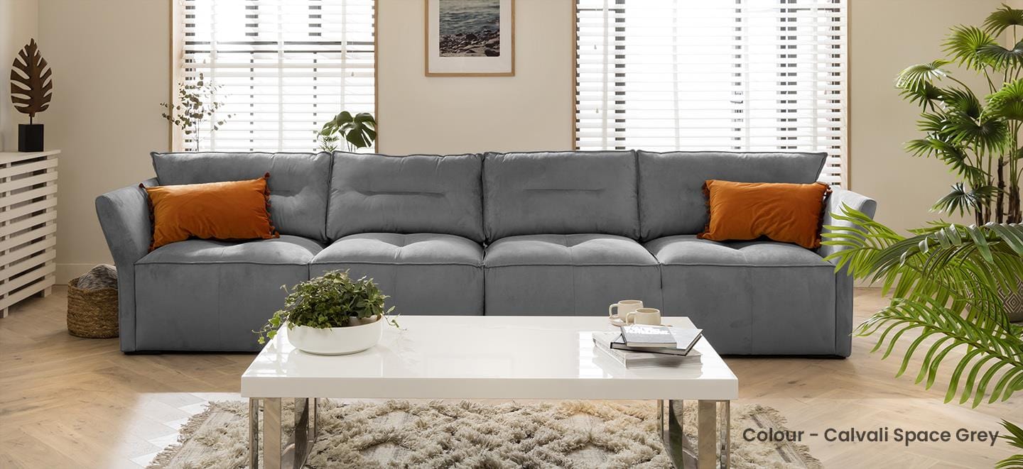 Quatropi 4 Seater Modular Sofa - Straight, Salsa 348x97cm