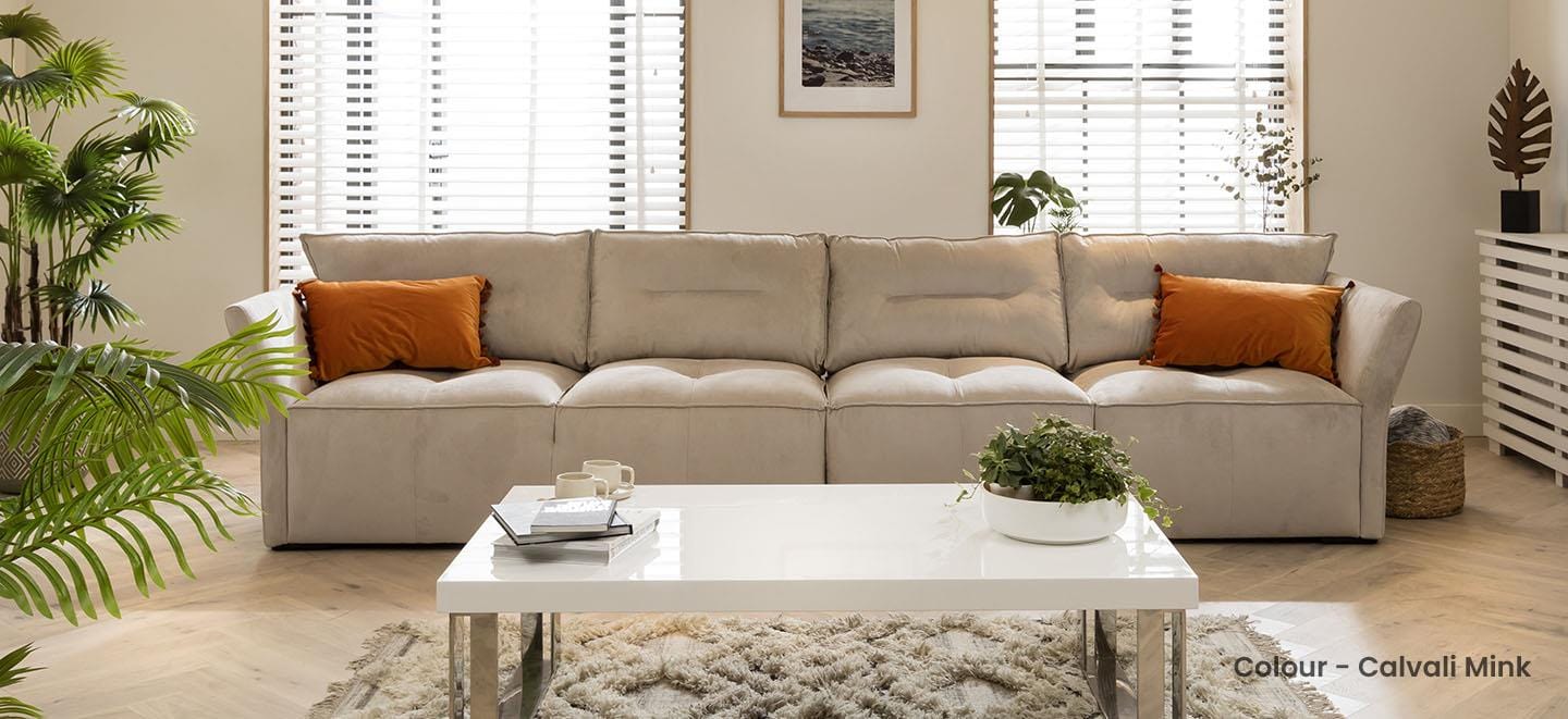 Quatropi 6 Seater Modular Sofa - Straight, Salsa 420x97cm