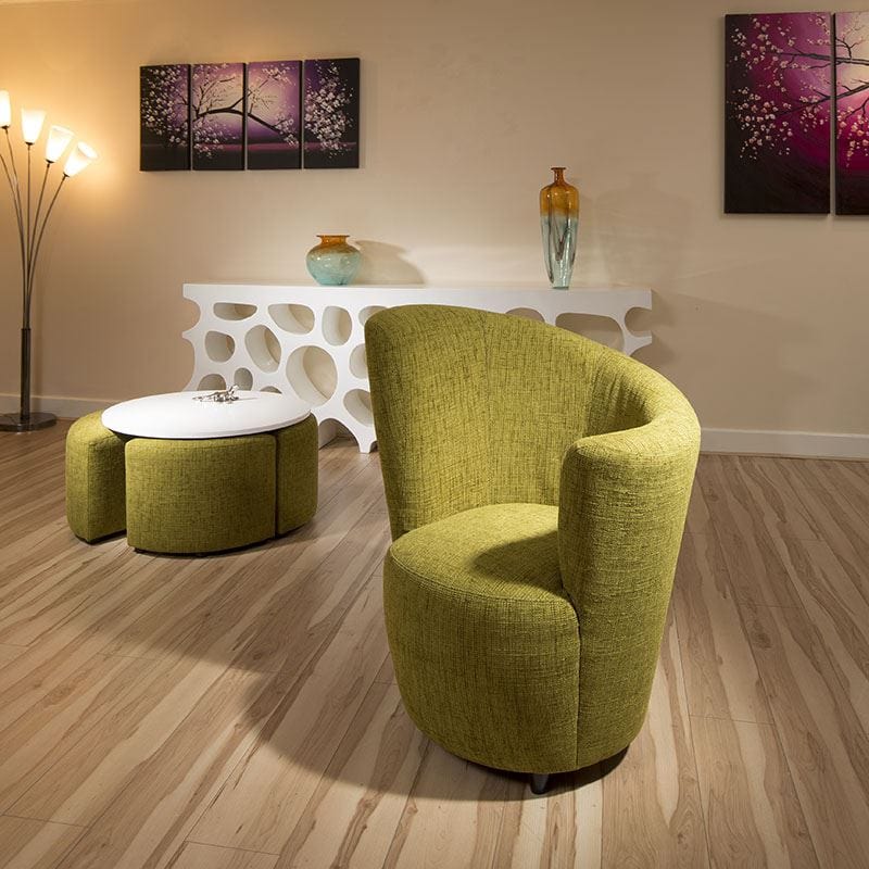 Modern Large Curved Green Fabric Armchair/Armchairs/Tub Chair/Chairs