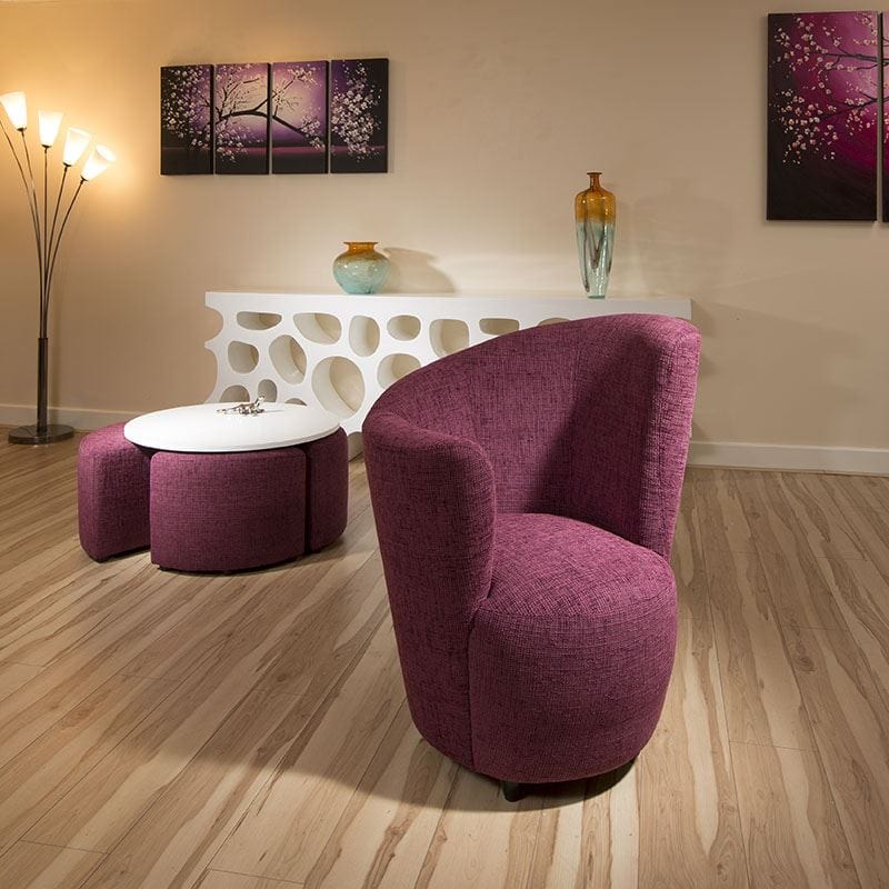 Modern Large Curved Purple Fabric Armchair/Armchairs/Tub Chair/Chairs