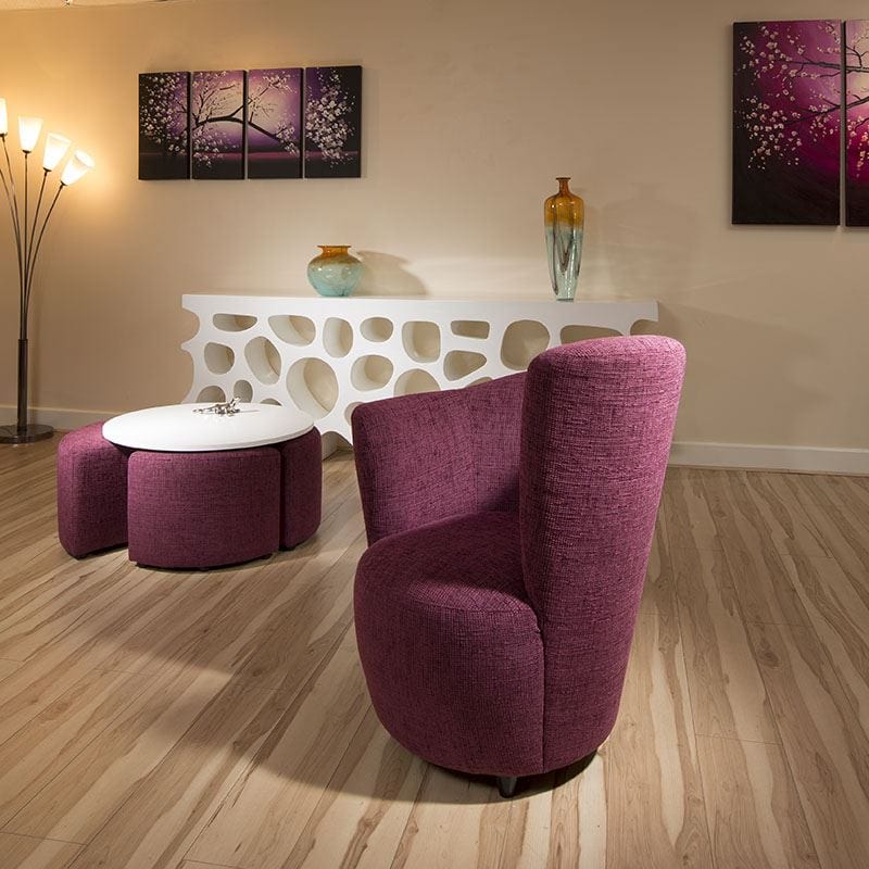Modern Large Curved Purple Fabric Armchair/Armchairs/Tub Chair/Chairs