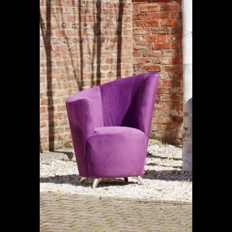 Modern Large Curved Purple Fabric Armchair / Tub Chair with metal feet