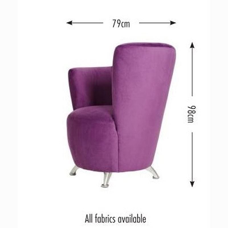 Modern Large Curved Purple Fabric Armchair / Tub Chair with metal feet