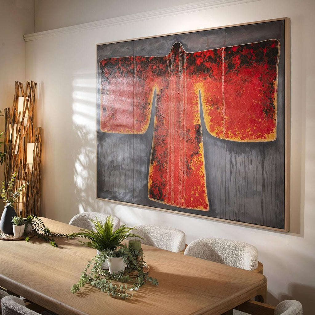 Large Framed Wall Artwork Red & Grey 200x150cm
