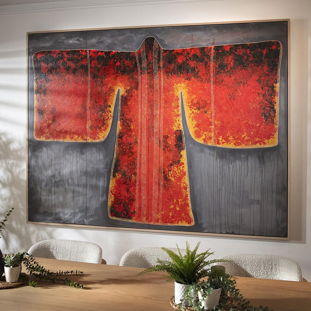 Large Framed Wall Artwork Red & Grey 200x150cm