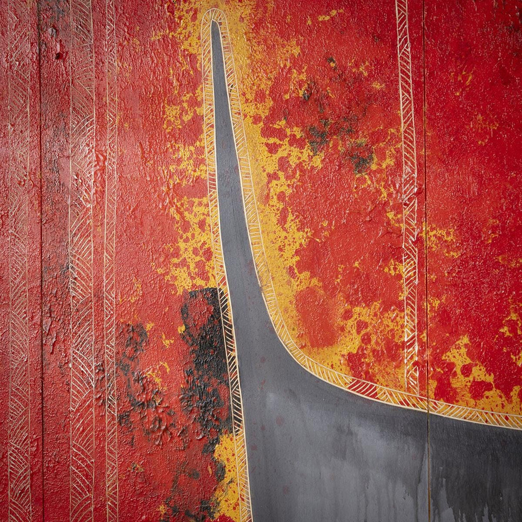 Large Framed Wall Artwork Red & Grey 200x150cm