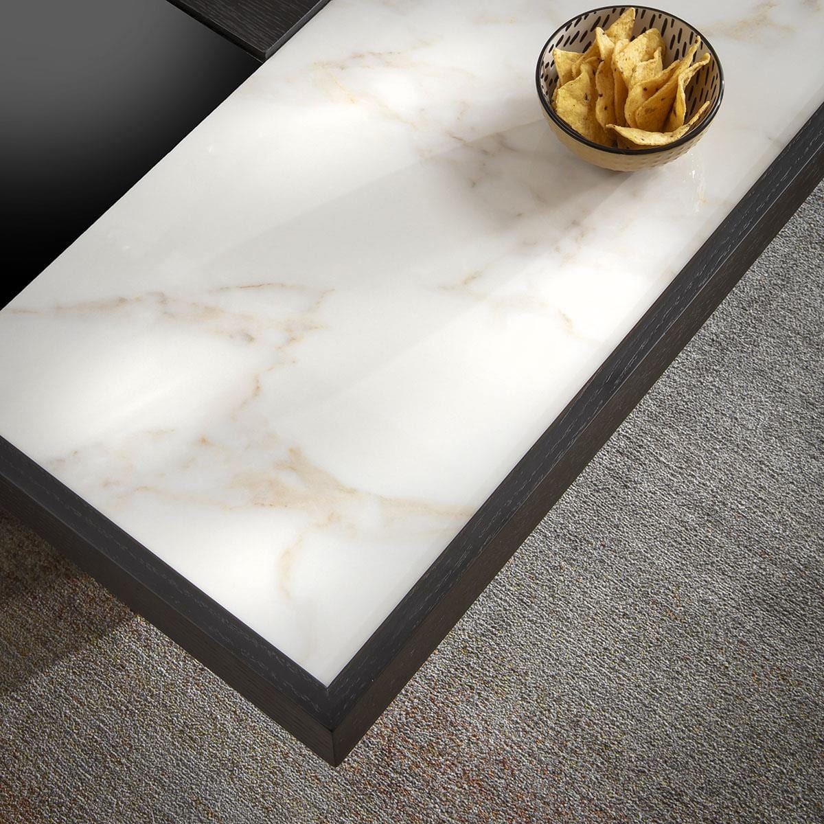 Plato Large Glass & Ceramic Square Coffee Table Black 120cm