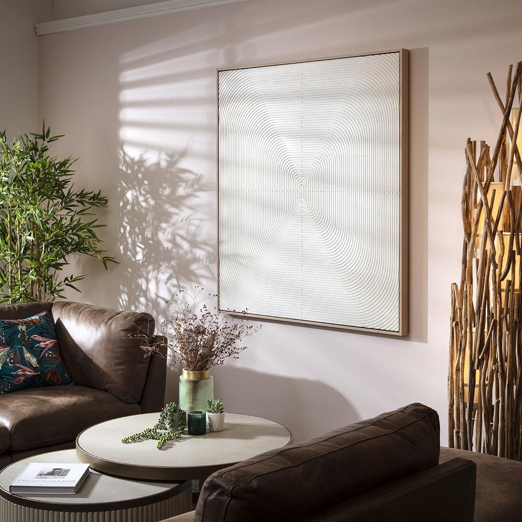 Large Hand-Carved Framed Wall Artwork White 120x130cm