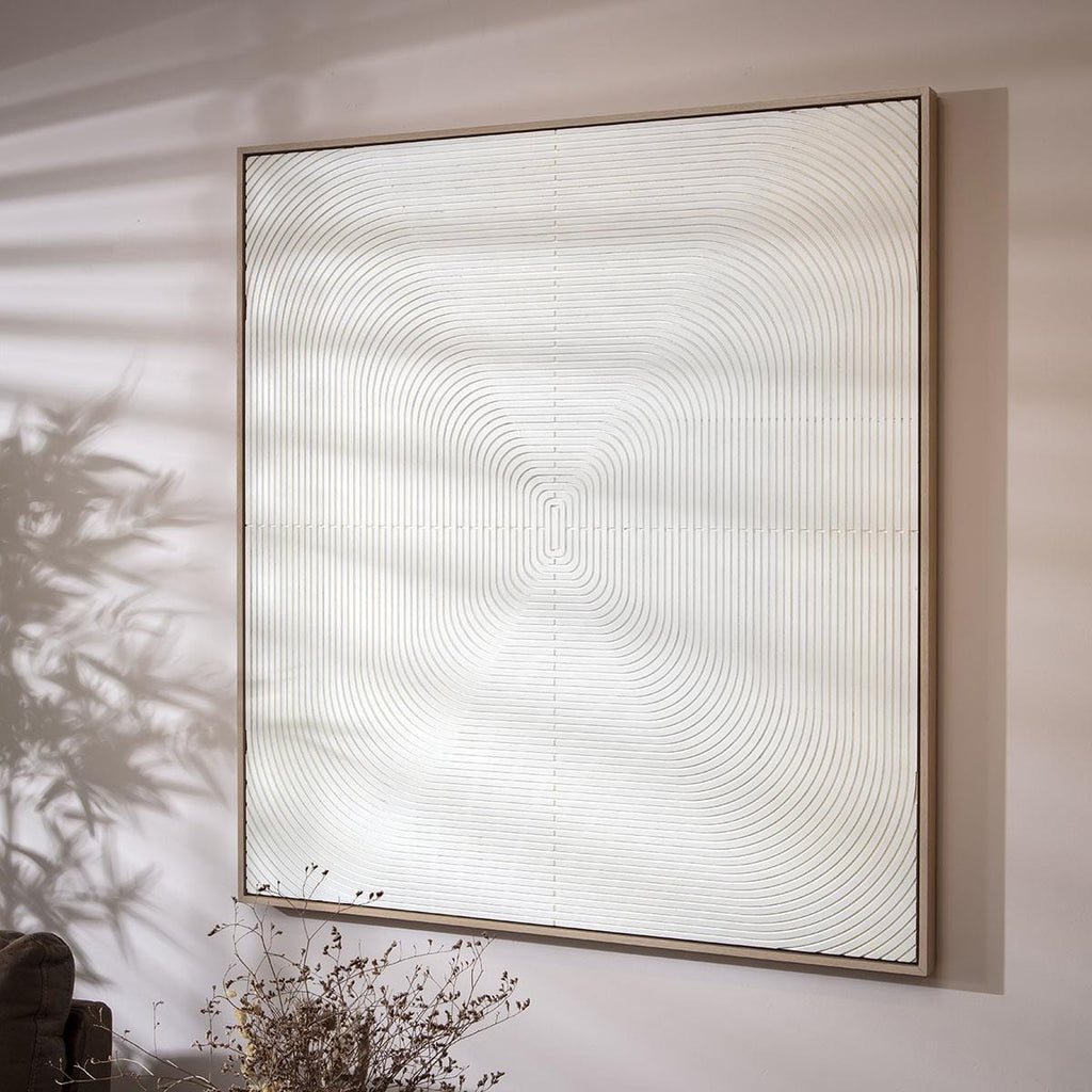 Large Hand-Carved Framed Wall Artwork White 120x130cm