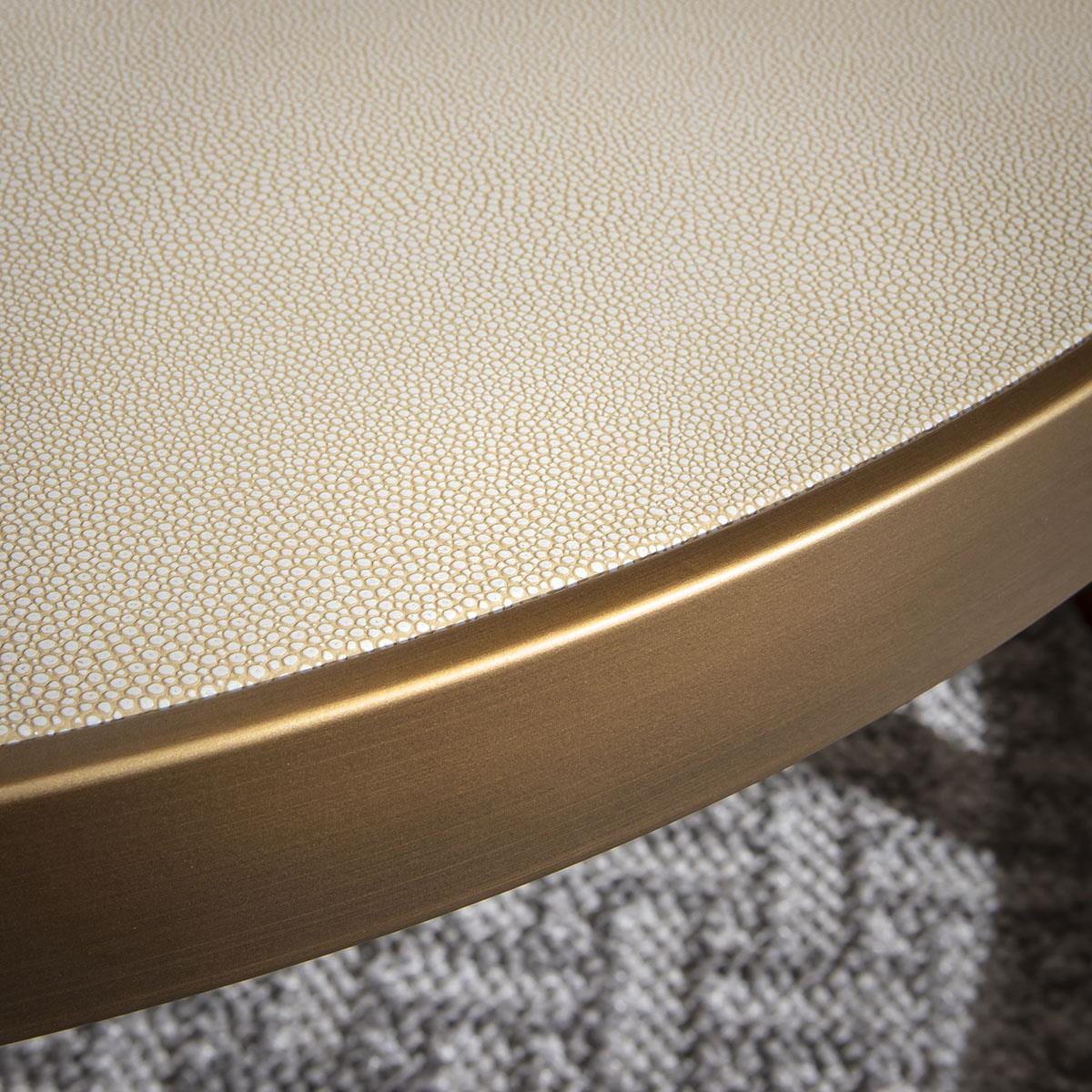 Dorian Round Nesting Coffee Table Set Ivory & White Shagreen 92cm