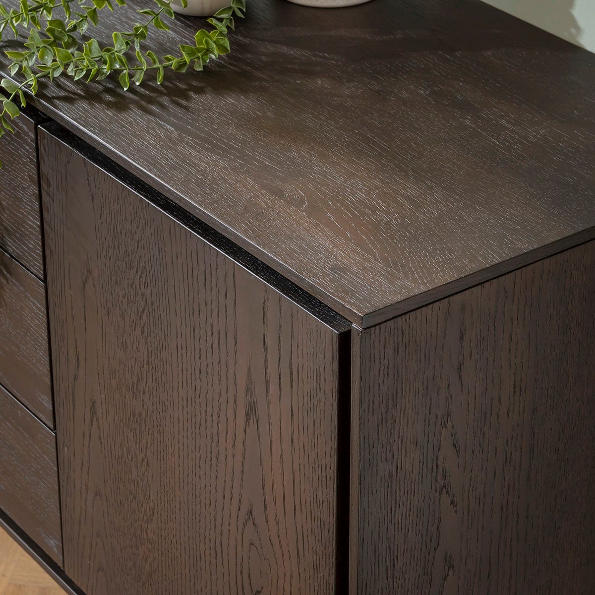 Grado Large Sideboard Cabinet Buffet Dark Oak Wood Veneer 205cm