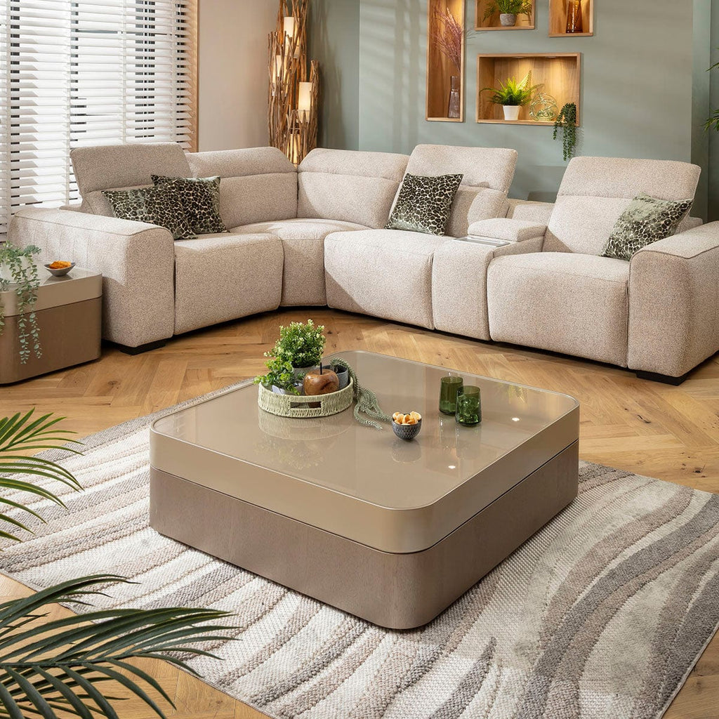 Champagne Large Square Glass Coffee Table Gold 100cm