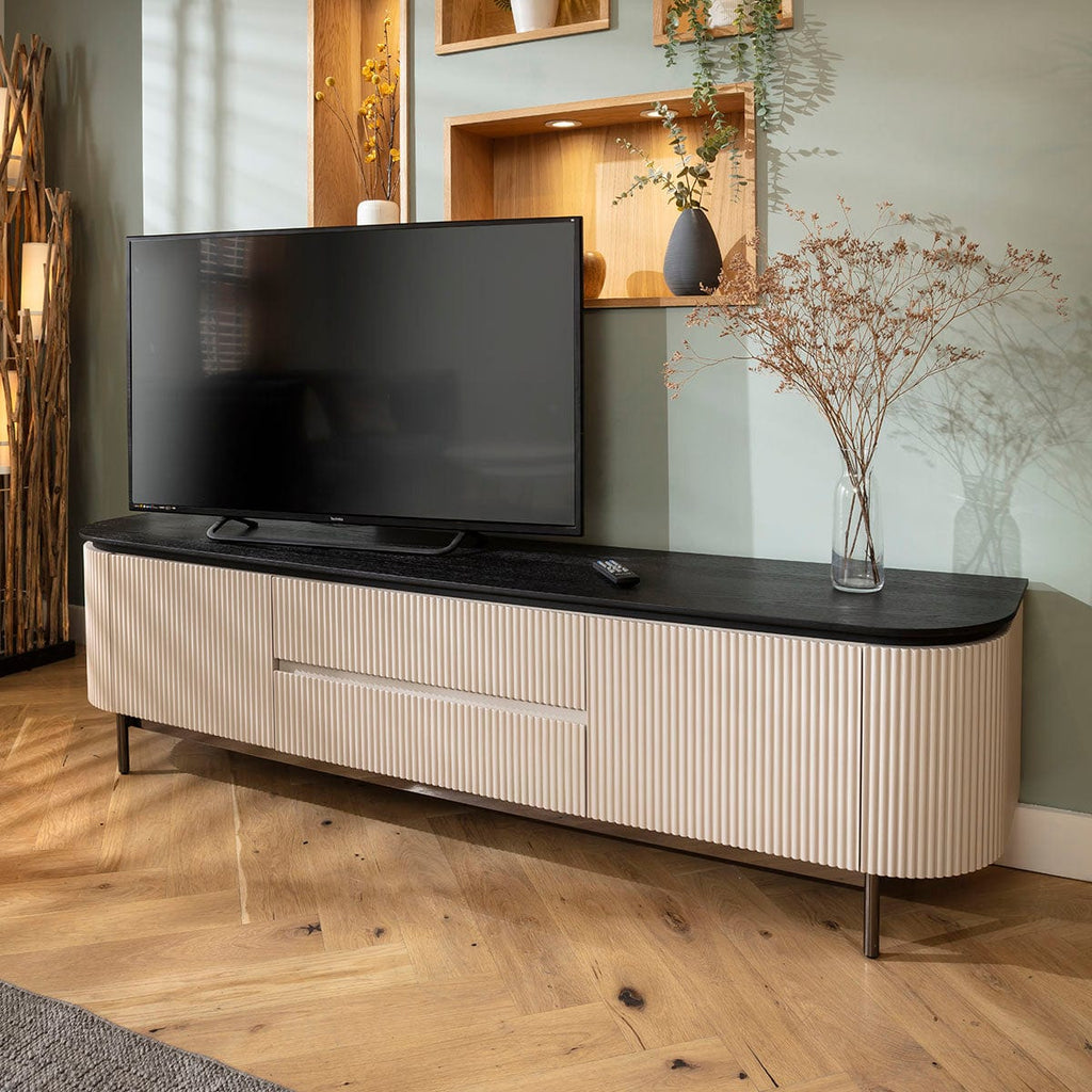 Laura Modern TV Stand Cabinet Matte Chalk 210cm