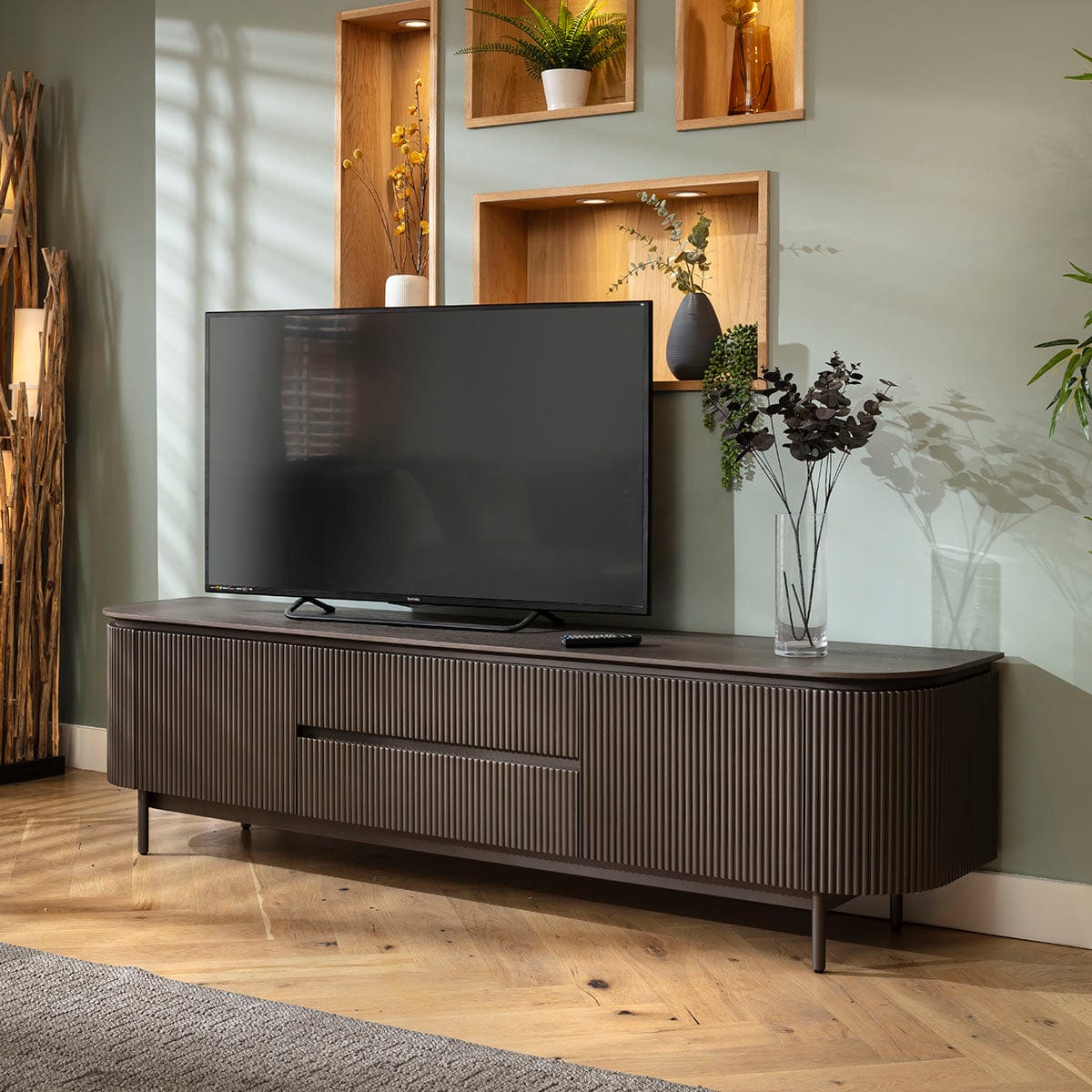 Laura Modern TV Stand Cabinet Space Grey 210cm