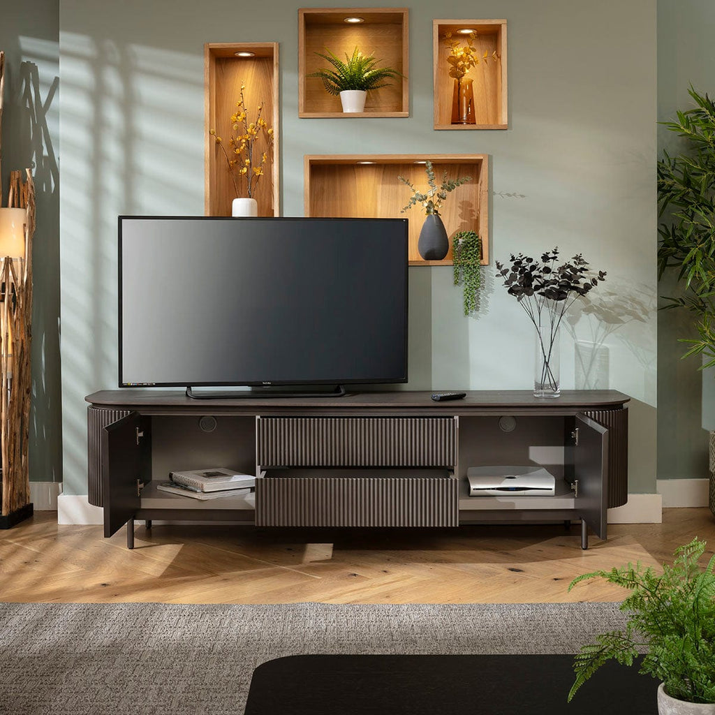 Laura Modern TV Stand Cabinet Space Grey 210cm