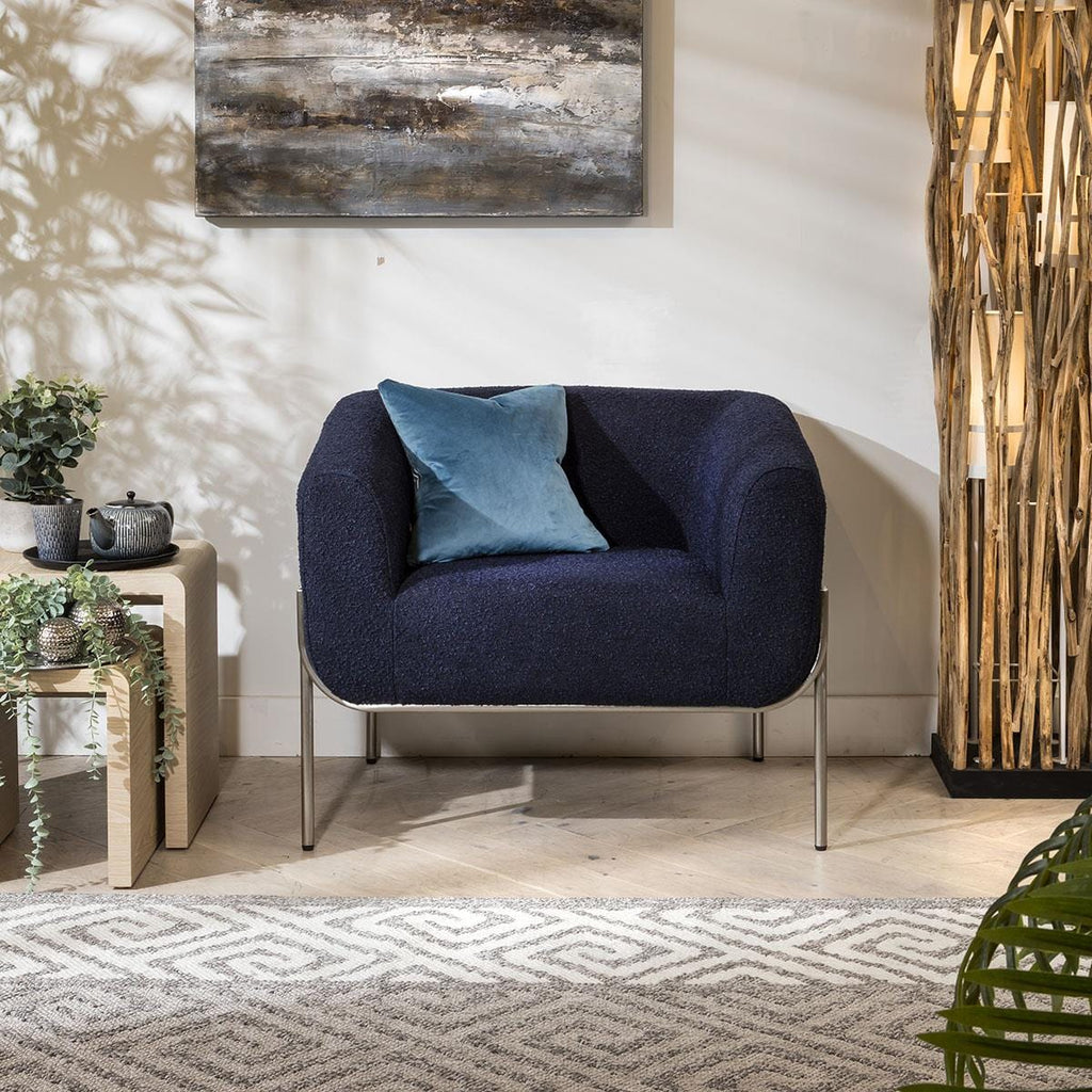 Stella Accent Occasional Chair Blue Boucle