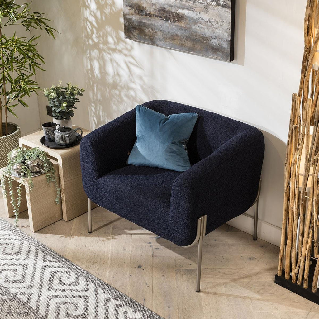 Stella Accent Occasional Chair Blue Boucle