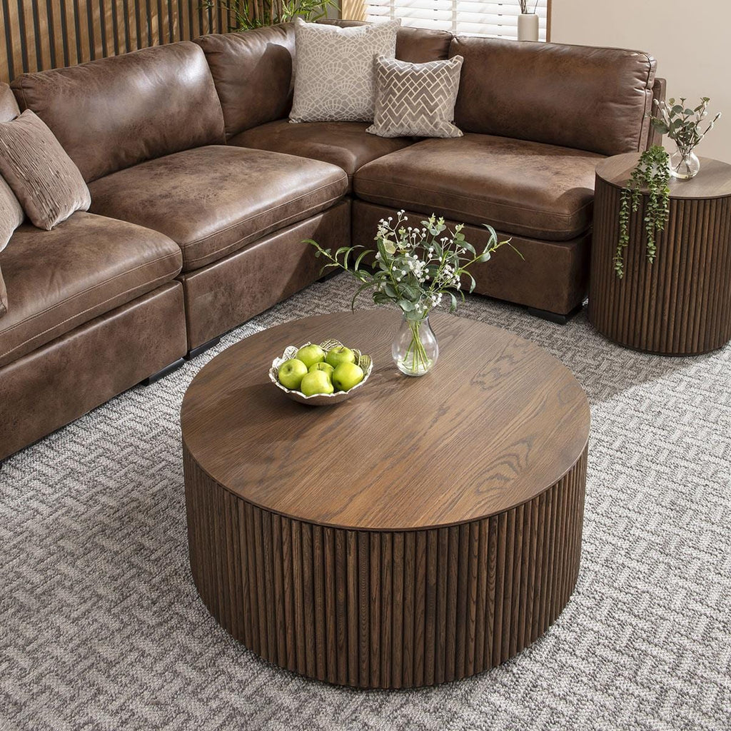 Elba Round Wooden Coffee Table 90cm