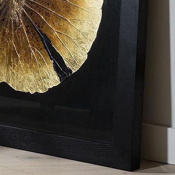 Quatropi Hand Carved Lotus Leaf Artwork 114cm - Golden Brown & Black Wall Art