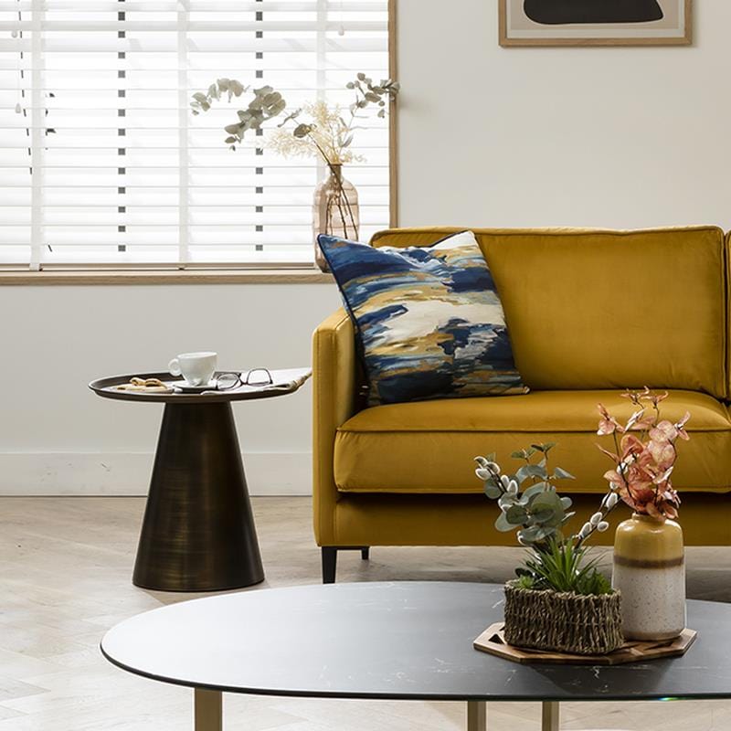 ExDisplay Modern Metal Side Table - Gold Coned Shape Round Lamp Table 48cm